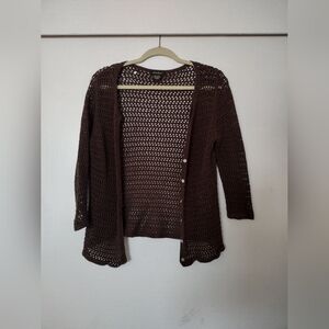 Eddie Bauer Brown Open-Knit Cardigan